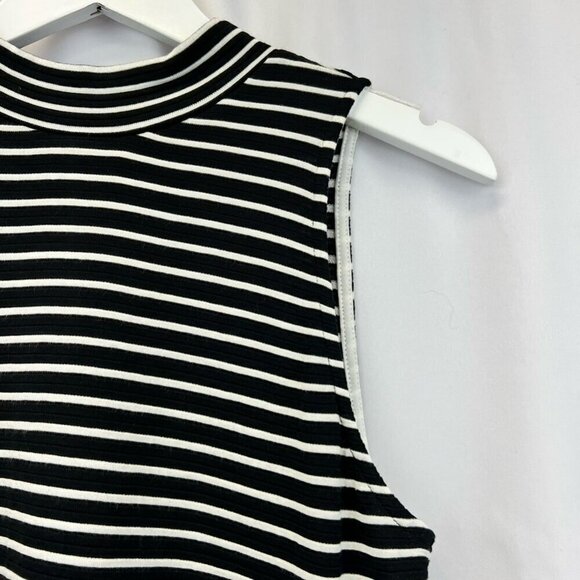 White House Black Market Womens Sheath Dress Stripe Crew Neck Sleeveless Zip S - Picture 4 of 10
